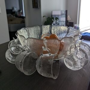 Crystal Clear Glass Punch Bowl Set